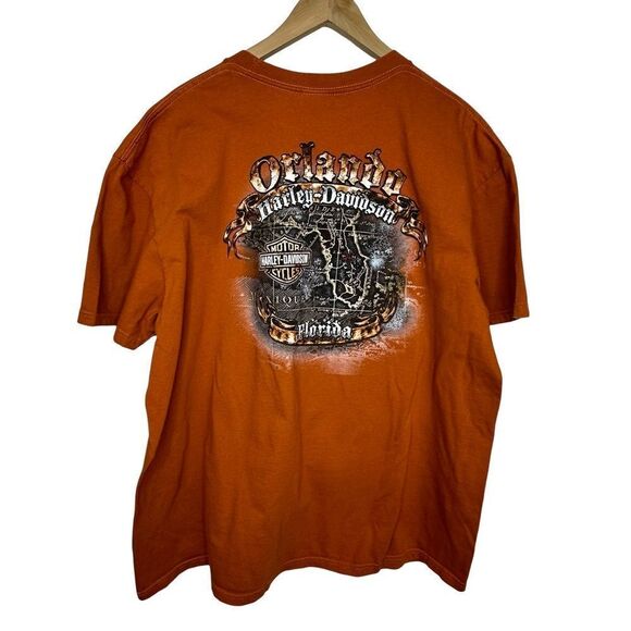HARLEY-DAVIDSON Motorcycles Orange Orlando FL Tshirt Men’s Size 2XL - Picture 3 of 12